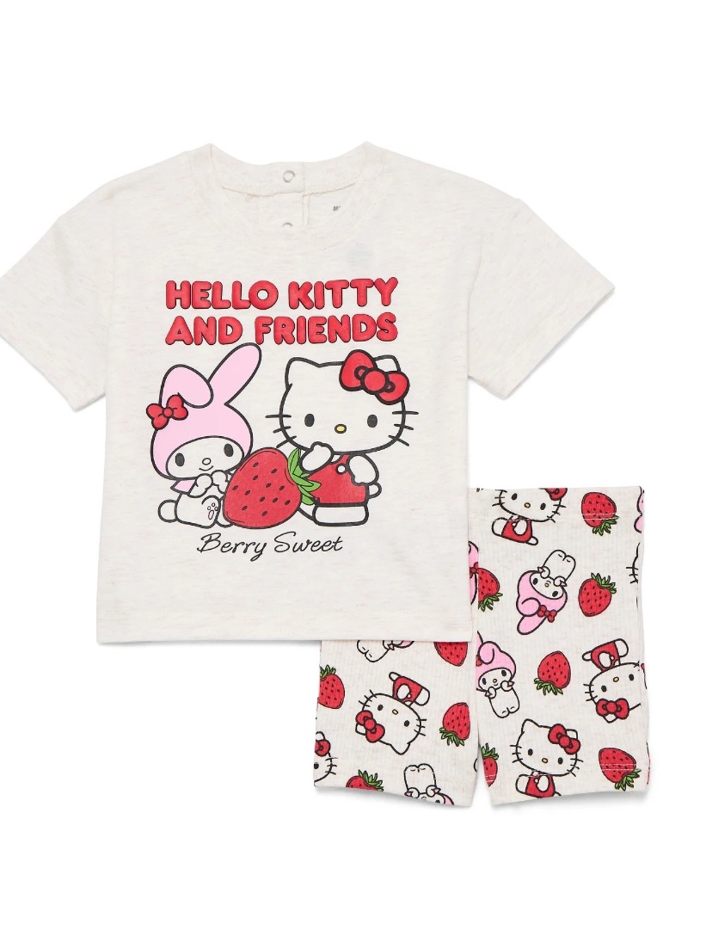 Sanrio Hello Kitty & Friends Pink Strawberry Kids Biker Short Set